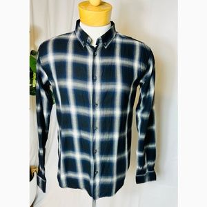 Men's Sovereign Code Black, Gray, Cream Plaid Button Down Flannel Shirt